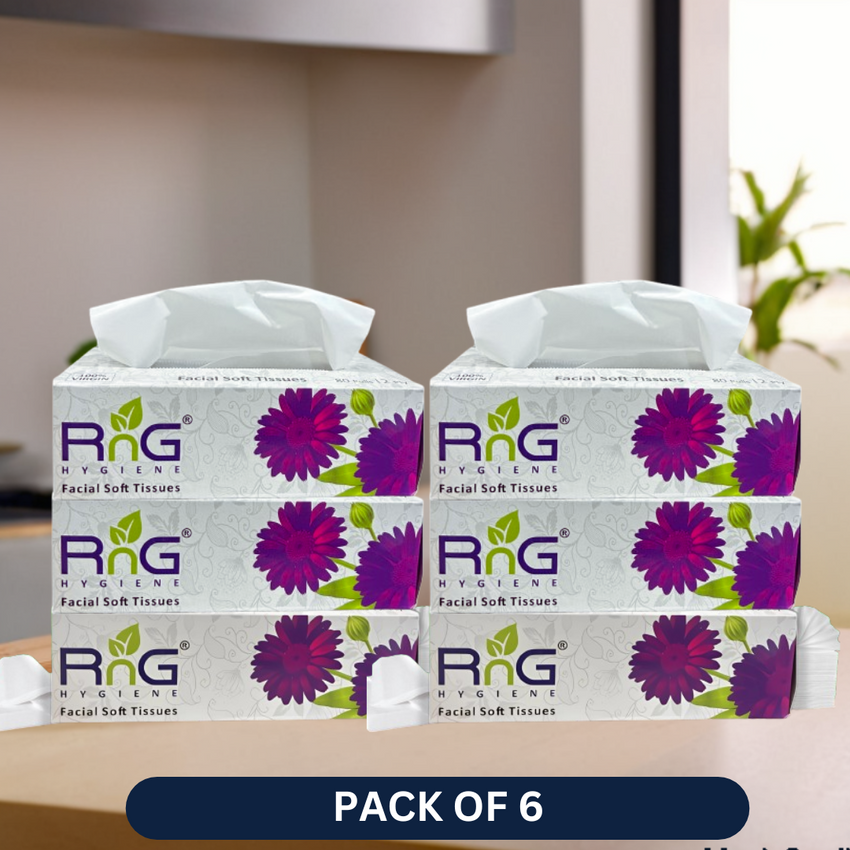RnG Hygiene Ultra-Soft 2-Ply Facial Tissue - Pack of 6
